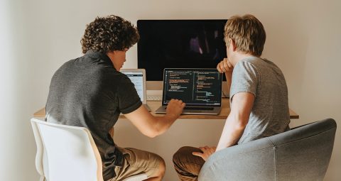 Student looking at computer screen